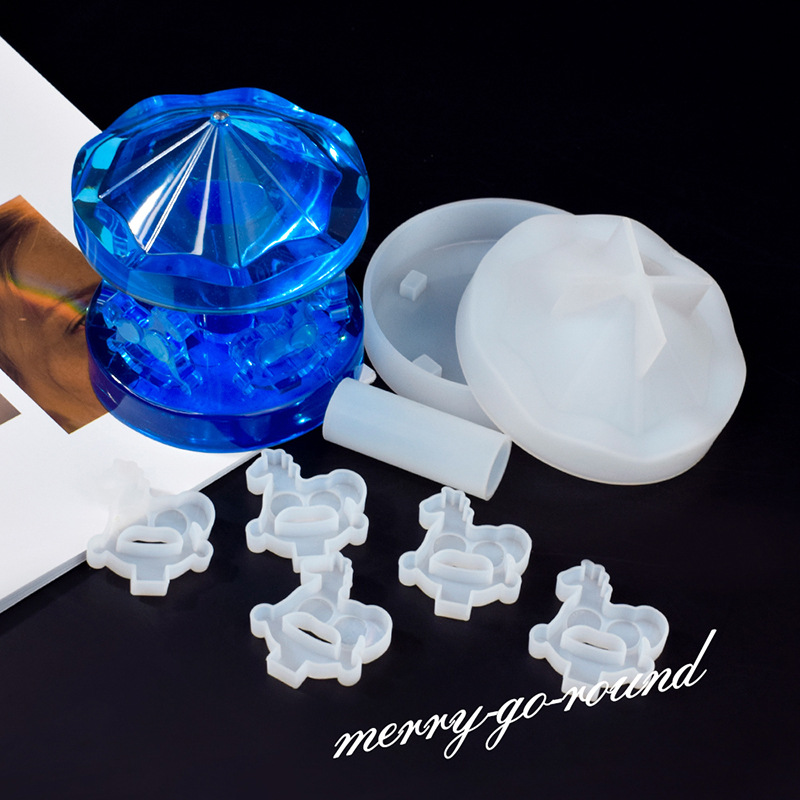 DIY Crystal Glue Carousel Silicone Mold Mirror Amazon Ornament Table Jewelry Pendant Mold