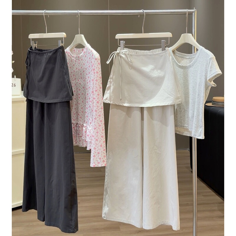 Korean-Style High-Waisted Slimming Wide-Leg Pants for Women, Summer 2026, with Unique Tie-Up Design, Unique and Versatile Casual Pants Korean-Style High-Waisted Slimming Wide-Leg Pants for Women, Summer 2026, with Unique Tie-Up Design, Unique and Versatile Casual Pants