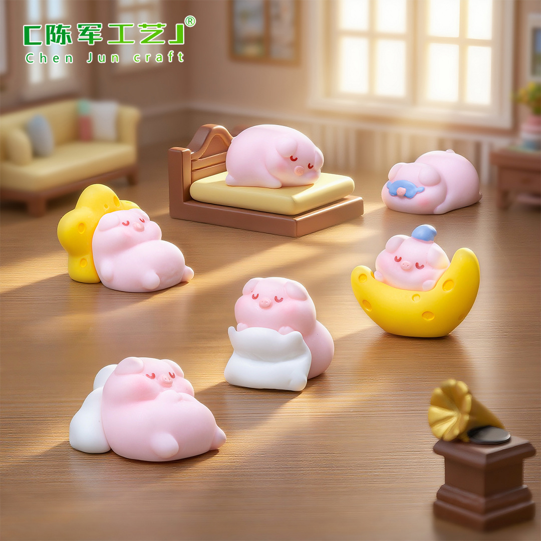 Cute Cartoon Cloud Pillow Sleeping Pig Doll DIY Doll House Decoration Micro Landscape Desktop Ornaments