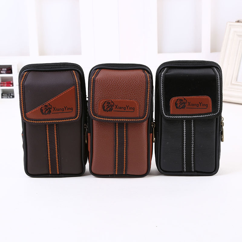 Multifunctional mobile phone bag change key bag business men's waist bag PU leather 6.5 inch waterproof waist bag manufacturers wholesale