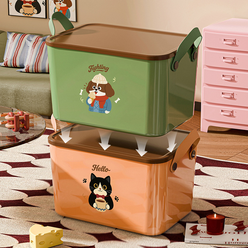 Patente de dibujos animados con cubierta de caja de almacenamiento dormitorio caja de almacenamiento de artículos diversos juguetes bocadillos