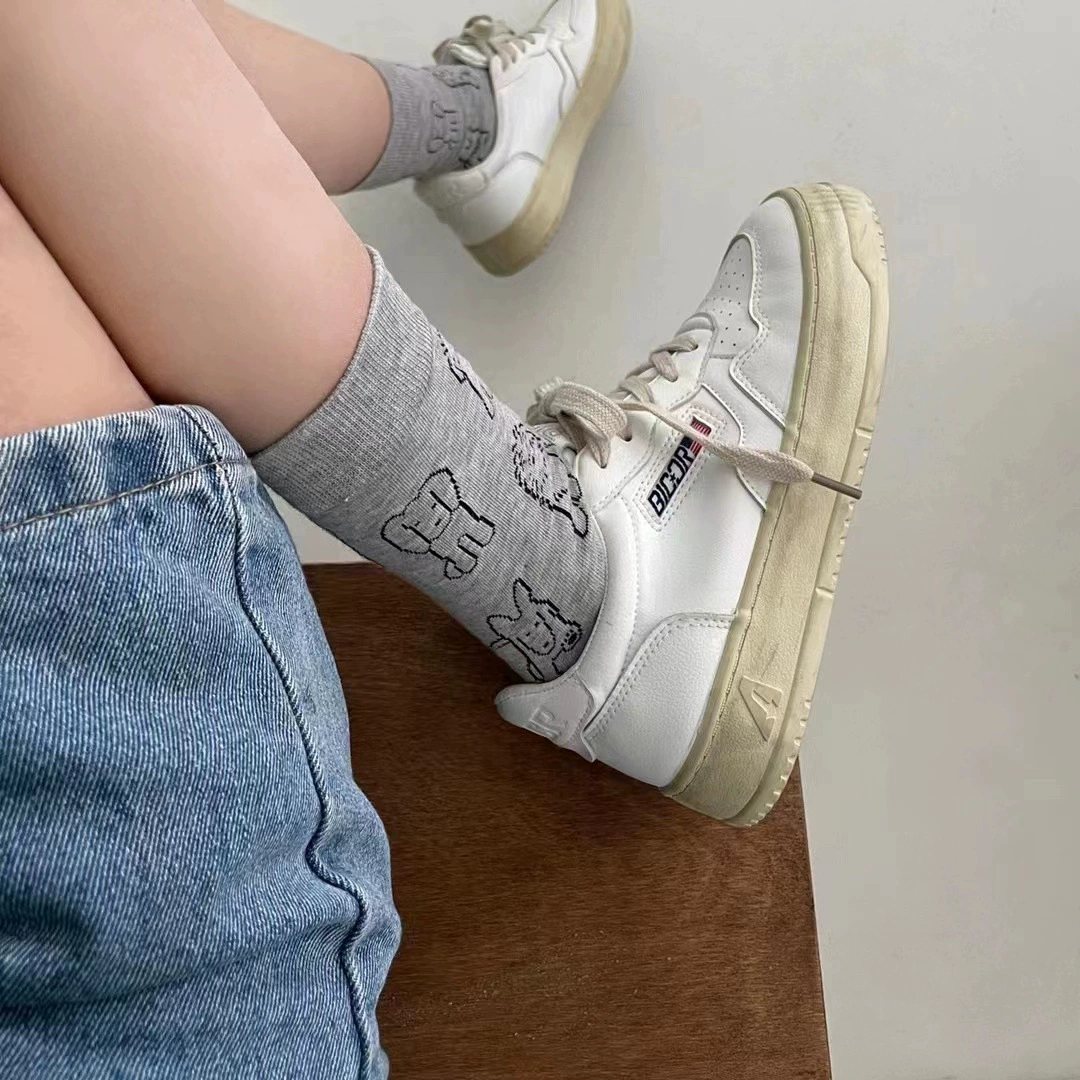 Весенне-летние милые носки до середины икры с облачной собакой, женские носки, универсальные дофаминовые носки, носки в студенческом стиле, Мультяшные носки, Чжуцзи, оптом