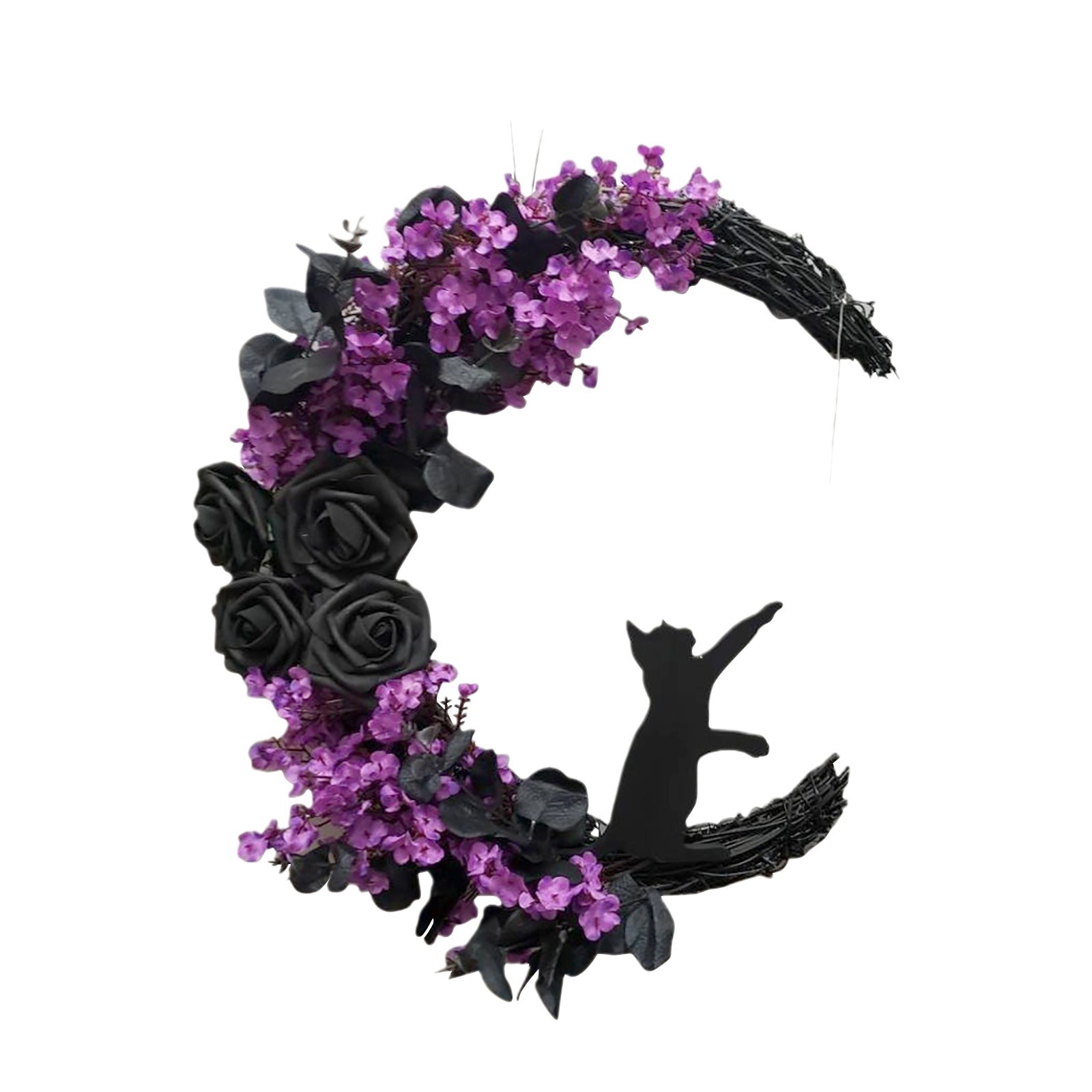 Hong Kong amor Luna Nueva gato guirnalda puerta colgante creativo Halloween simulación planta ratán anillo decoración del hogar colgante de pared