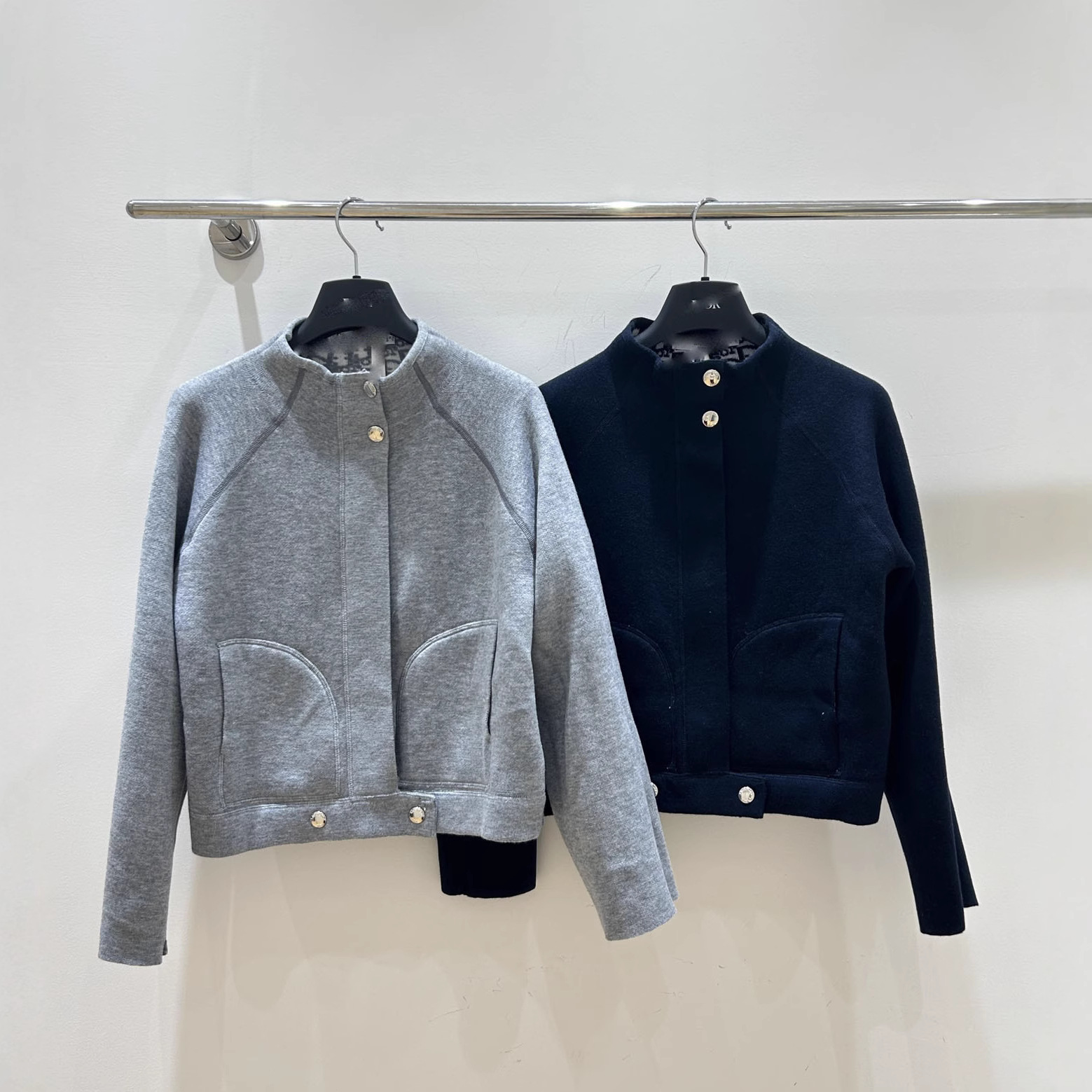 Nanyou Haute Couture 2025 Autumn and Winter New Jacket Double Row Snap Zipper Stand Collar Long Sleeve Knitted Cardigan Jacket for Women