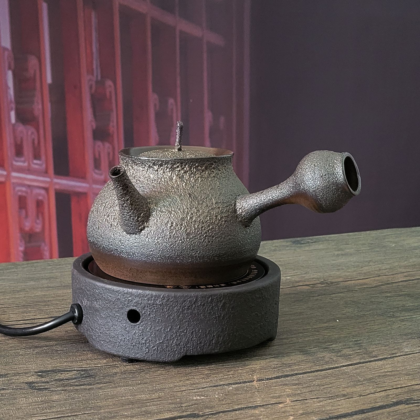 砂铫煮水壶电陶炉炭炉套装家用陶壶跳盖单壶红泥烧水泡茶壶