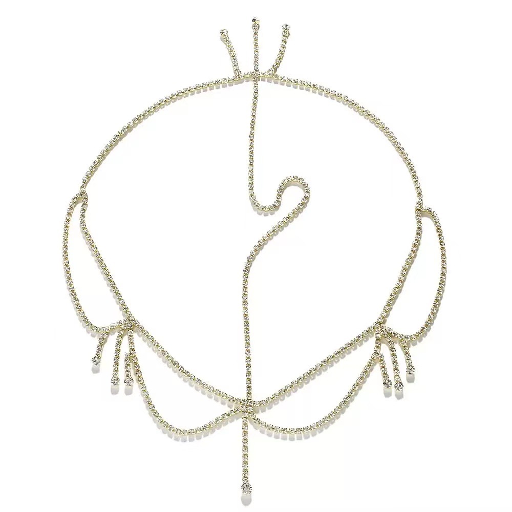 Europese en Amerikaanse bruidsketting, hoofdband in waterdruppelvorm, kristallen voorhoofdsieraad, wenkbrauwhanger, haaraccessoire._voghion.com