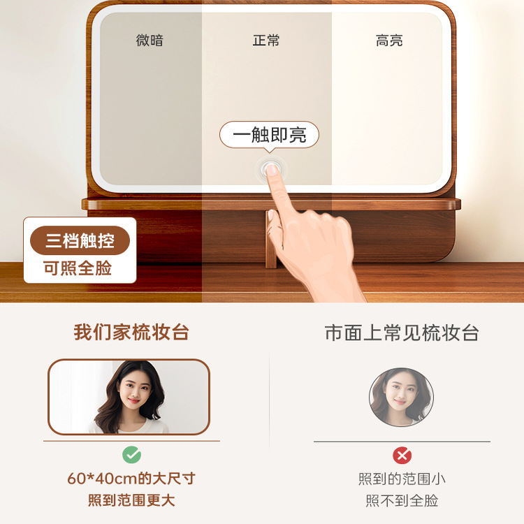 新中式梳妆台复古风2025新款小户型轻奢书桌镜子化妆桌收纳床头柜|undefined