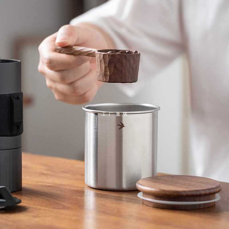 Y8Z日式茶叶罐密封罐便携小号储物罐不锈钢咖啡豆咖啡粉保存罐储