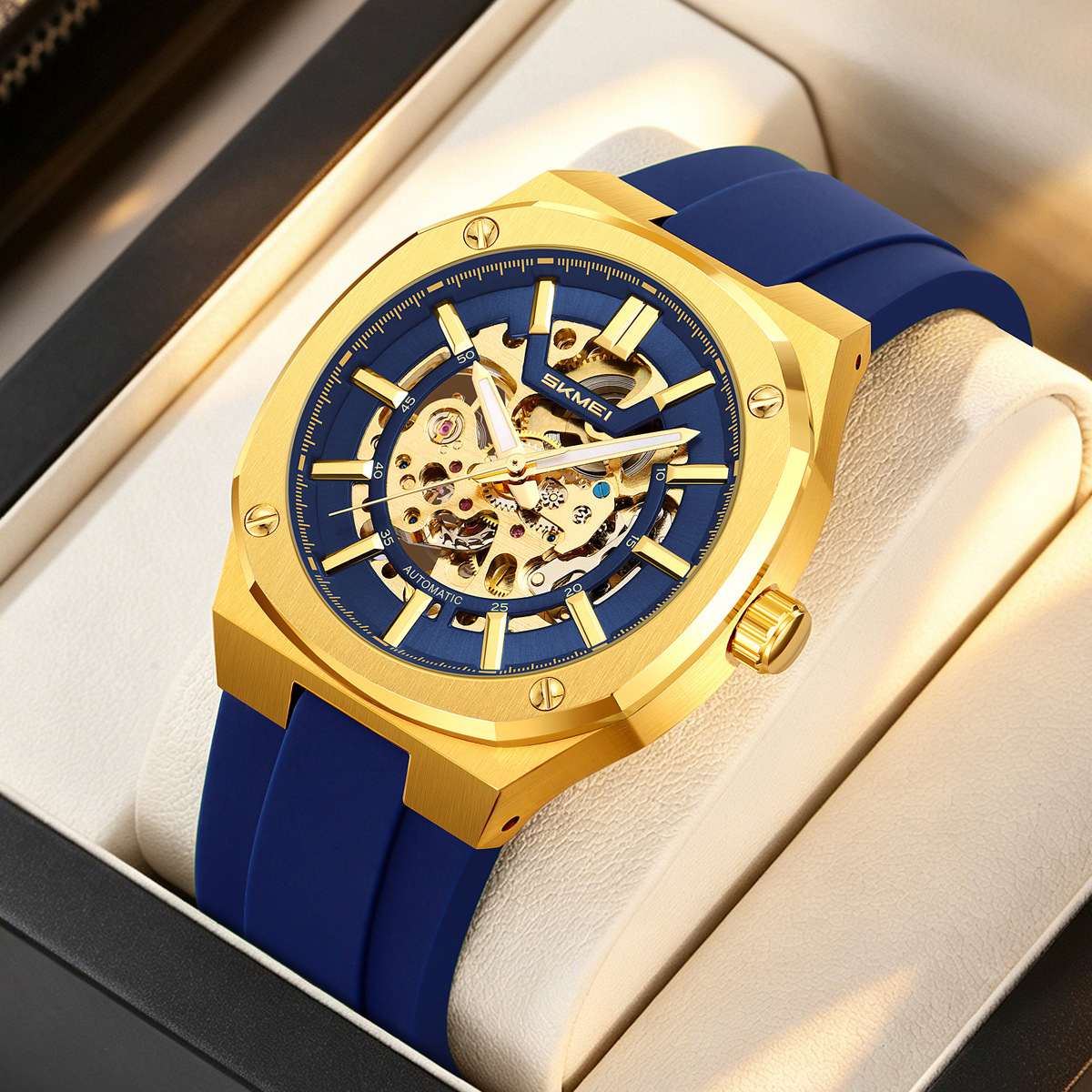 Momento de relojes mecánicos mecánicos automáticos huecos de silicona impermeable correa relojes de hombre comercio exterior personalizado mayorista