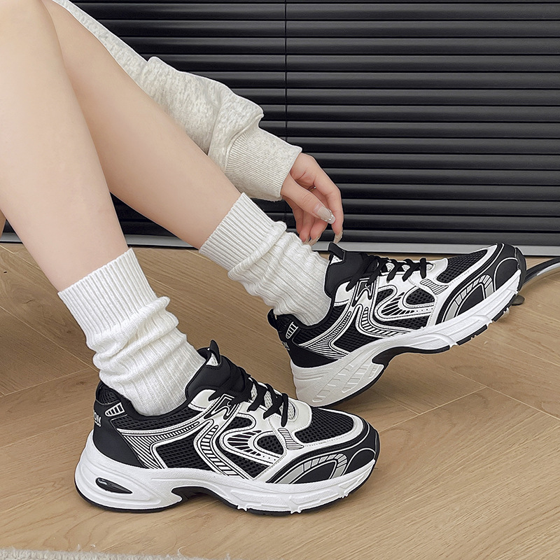 Retro Color Matching Dad Shoes 2025 Autum New Korean Style Couple Female Ins Student Casual Shoes Women's Thick-Soled Sports Shoes
