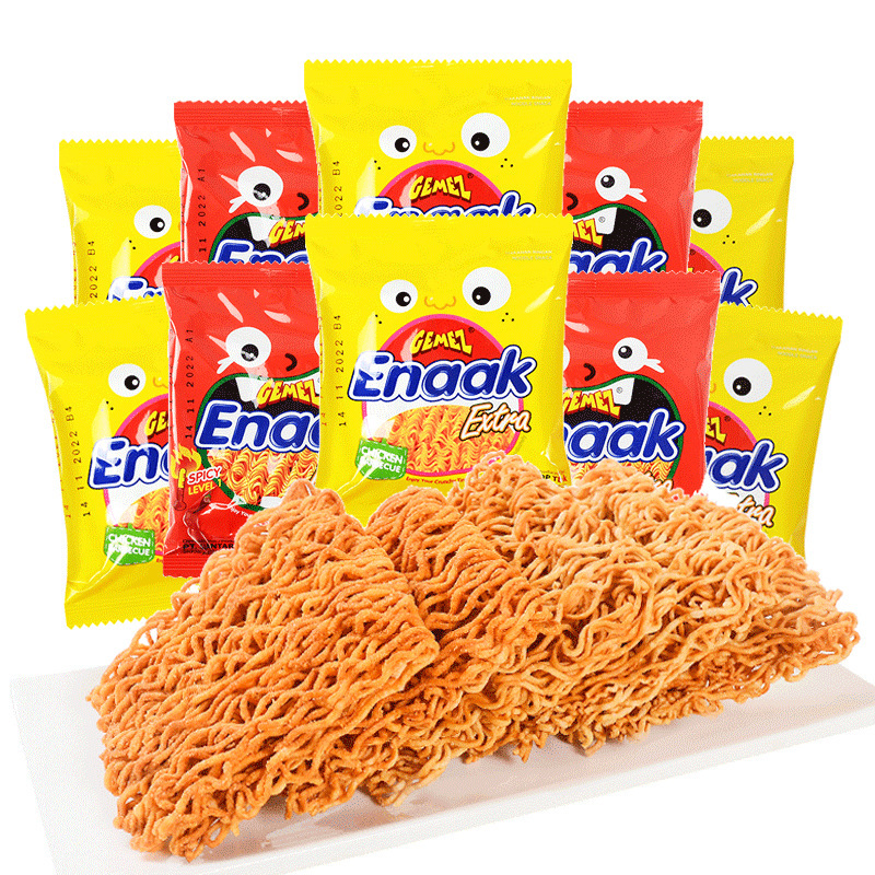 Indonesian Imported Gemez Crispy Chicken Noodles 30g Barbecue Chicken Flavor Crispy Snack Popular Instant Noodles