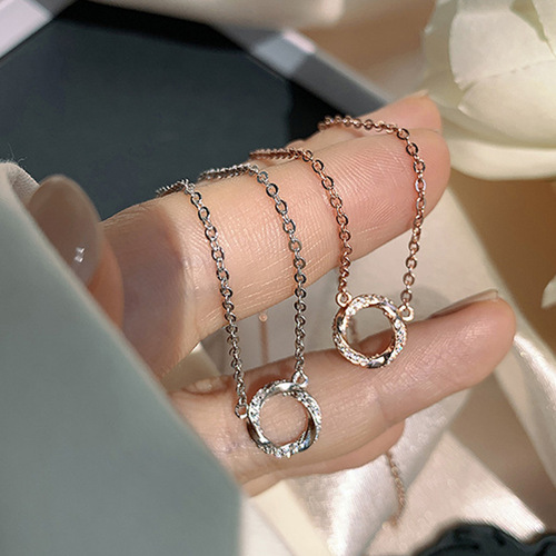 Korean-style diamond hoop necklace, women's Instagram irregular temperament fashionable minimalist niche pendant necklace choker