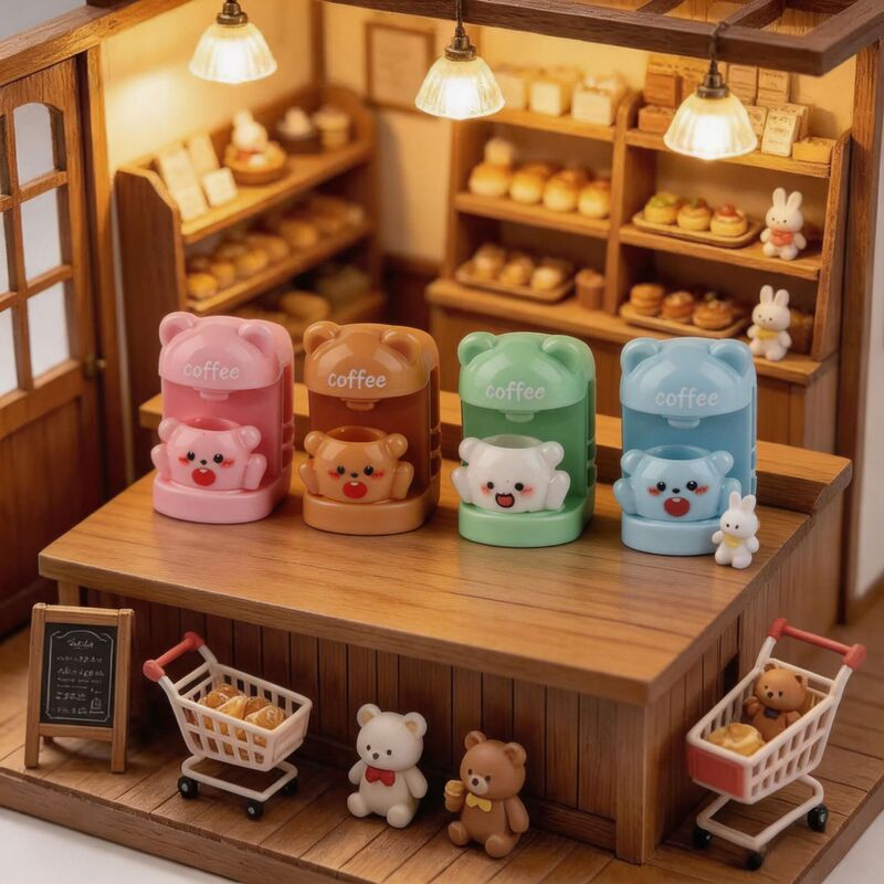 Cultural and Creative Trendy Toy Coffee Machine Miniature Ornaments, Cute Bear Coffee Cup Dollhouse Miniature Scene Handmade Ornaments Cultural and Creative Trendy Toy Coffee Machine Miniature Ornaments, Cute Bear Coffee Cup Dollhouse Miniature Scene Handmade Ornaments