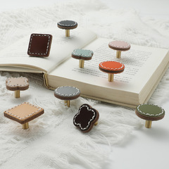 Nordic wardrobe door colorful leather handle drawer handle leather luggage carton wooden box leather handle copper handle