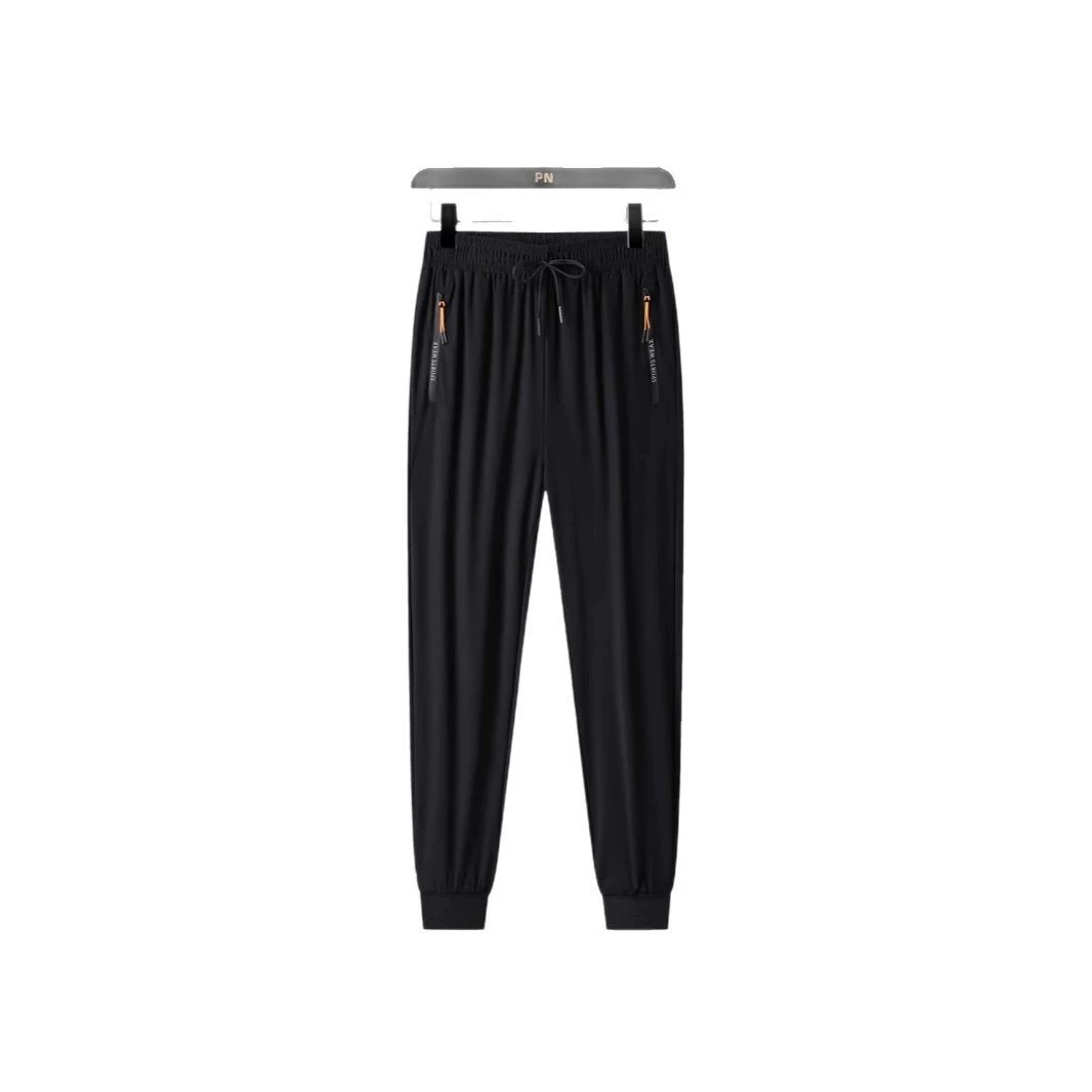 Silk black trousers for leisure, plus size