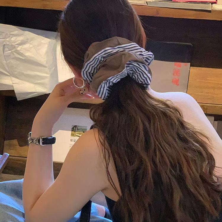 早秋初知miu系条纹气质大发圈女扎头发饰高级感洋气韩国时尚头绳|undefined