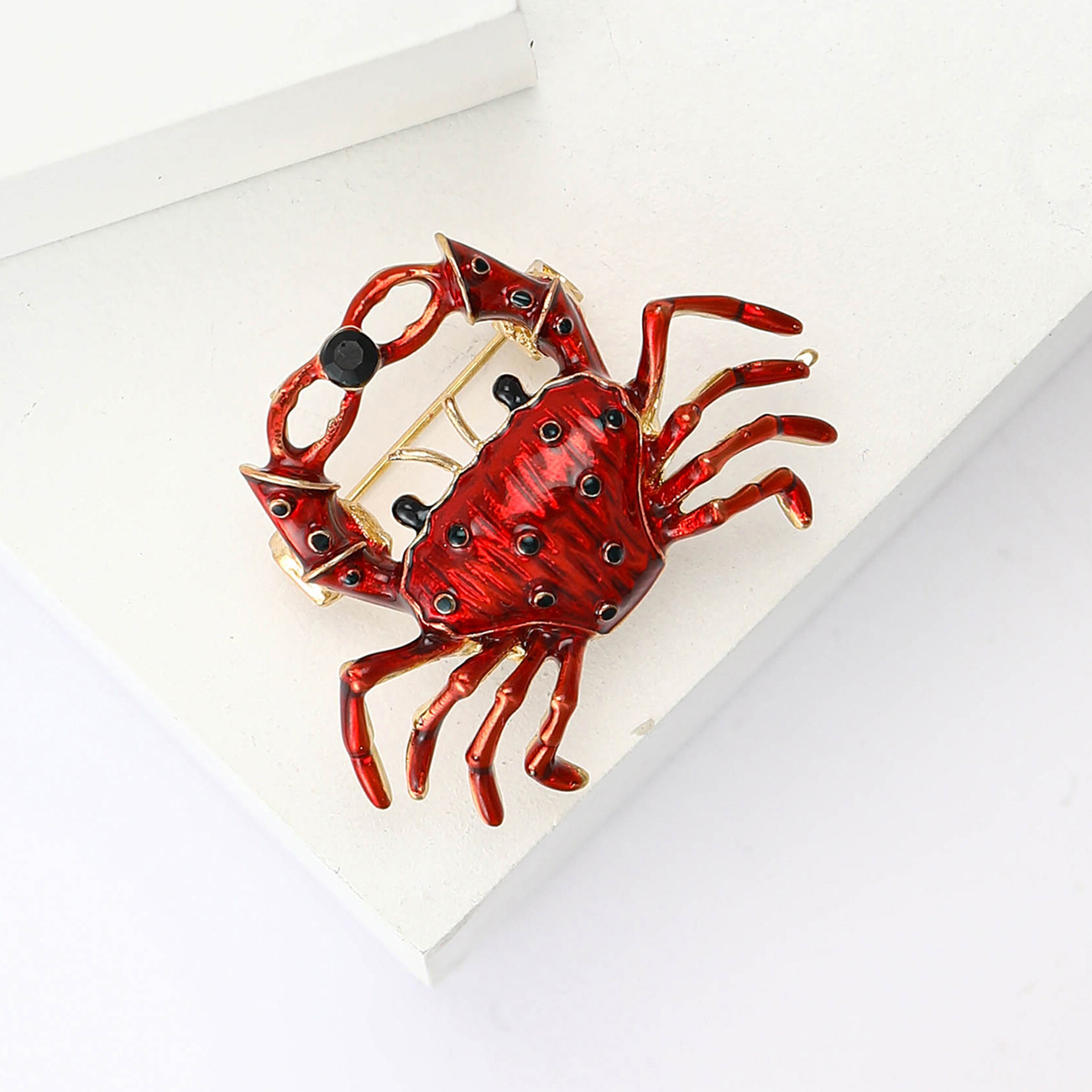 Crab Pattern All Seasons Season Lady Korean Style Pin Crab Alloy Enamel Women's Unisex Corsage Brooches