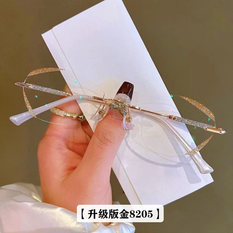 2025年ホットスタイルコレクション女性用老眼鏡、中高年向けの新しい高精細抗青色光ファッショナブルなフレームレス老眼鏡|undefined
