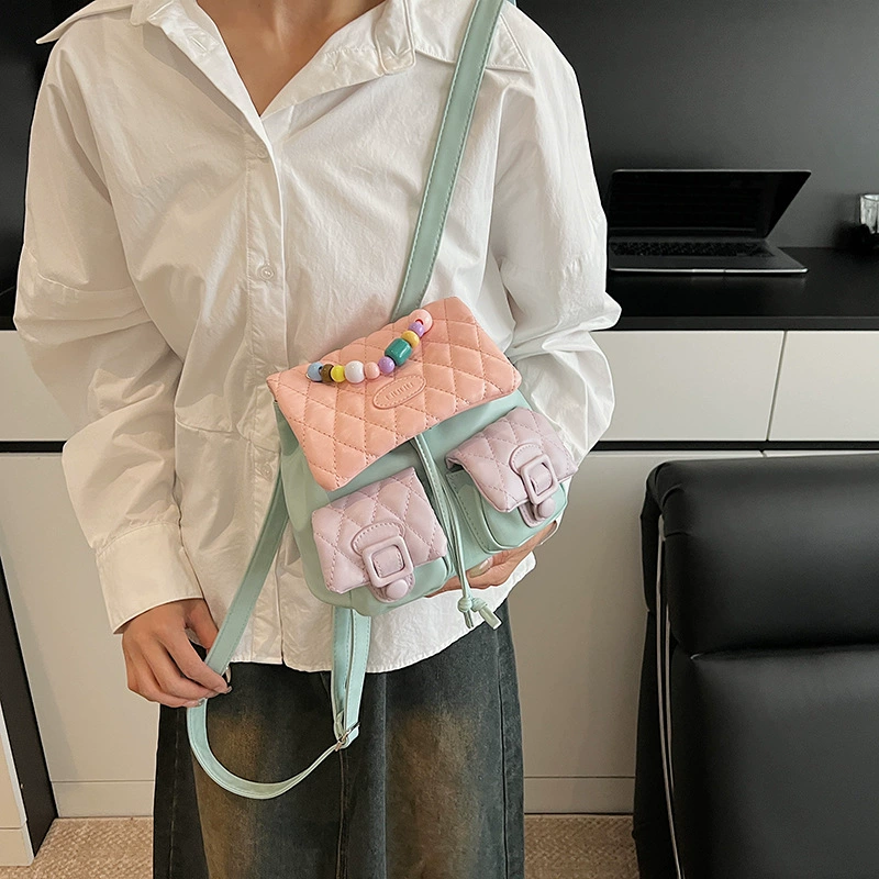 Small design cute backpack, shoulder bag with diamond pattern, trend of season