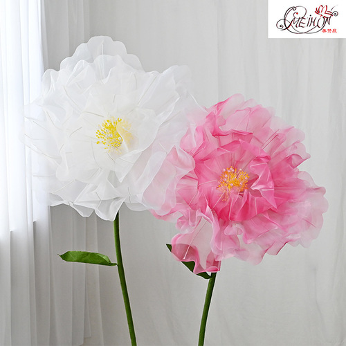 Xiaohongshu Internet celebrity gauze flower simulation peony peony large flower handmade flower wedding stage photo props window decorations