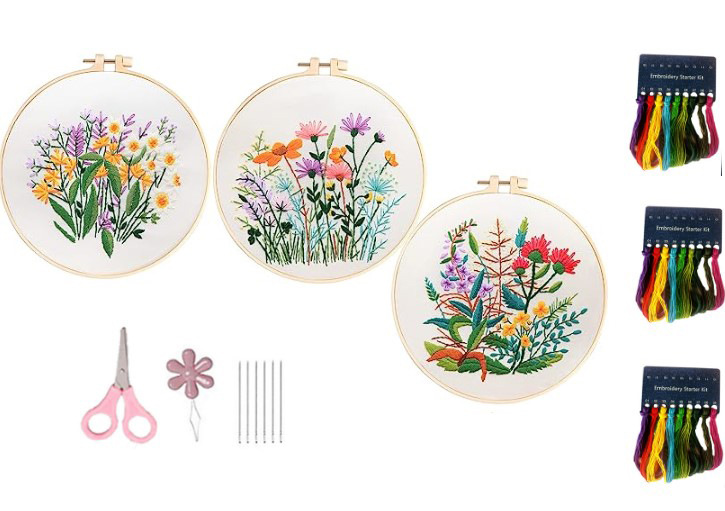 Hecho a mano de los niños DIY pintura bordado material paquete decoración Lu bordado su bordado europeo hojas Cruz puntada Kit