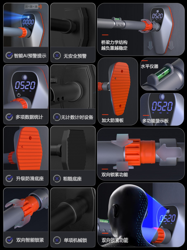 预警单杠室内家用引体向上器门上门框儿童吊环家庭健身器材免打孔|undefined