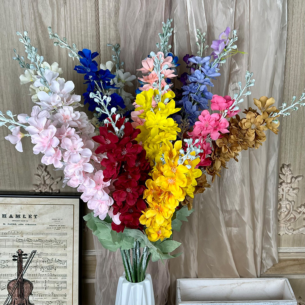 더블 포크형 플로럴 디자인의 플로럴 그로스베리 인조꽃, 웨딩 꽃꽂이, 고급 꽃, 홈 데코레이션, 도매