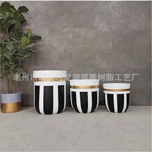 现代简约隔离条纹玻璃纤维花盆氧化镁家居酒店商场园艺摆设美陈