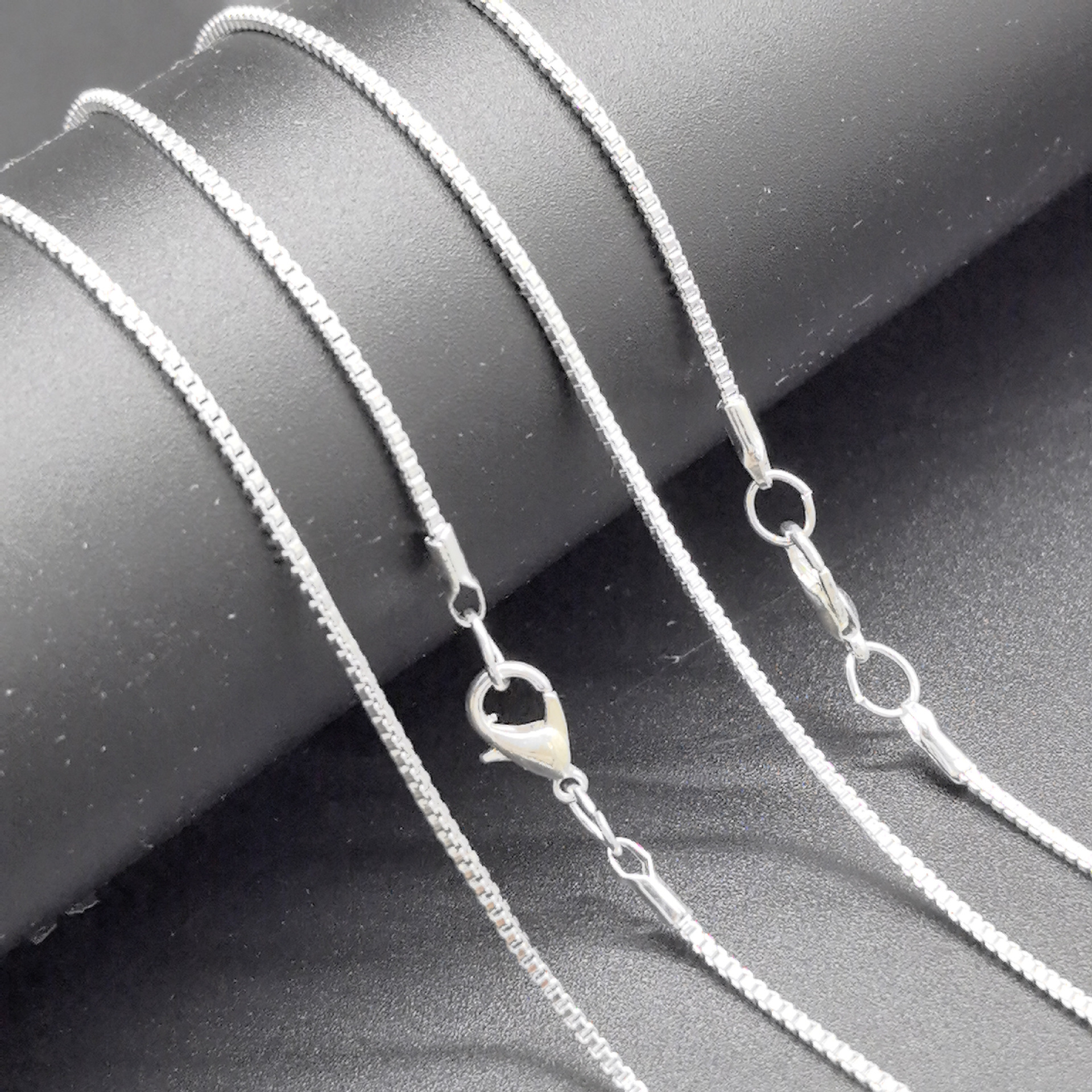 Copper Silver-Plated 45-60cm Unisex Clavicle Necklace Box Chain Accessories Wholesale Jewelry Chain DIY Parts