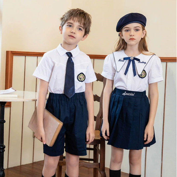Summer set for kindergarten, children's shirt, uniform for students, British style