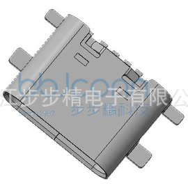 步步精TYPE-C母座6P四脚全贴L=6.80CH=1.68端子SMT带中夹
