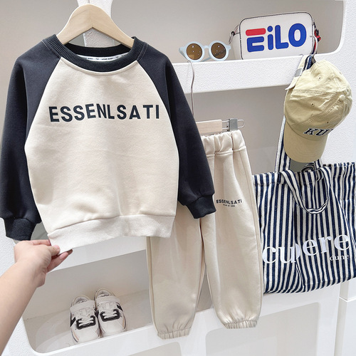 Boys' Spring Sweatshirt Set 2024 New Children's Spring and Autumn New Sportswear Middle and Older Children's Two-piece Set Children's Clothing Batch