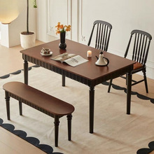 法式美式实木复古餐桌餐桌椅组合小户型古风家用长方形桌子饭桌