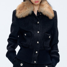 25AW原创可拆卸毛领秋冬气质高级感毛领小香风夹克短款外套