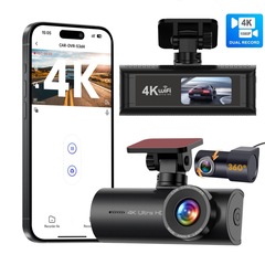 4Kドライブレコーダー、スマホ接続、デュアルレンズ、GPSトラッキング、前後WIFI、DVR、スマート駐車監視機能搭載