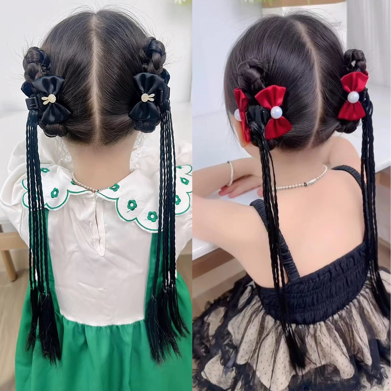 Niños de Año Nuevo mariposa bordilla clips de pelo estilo chino trenzado cadena de pelo bebé clips niñas festejos de Año Nuevo clip de pelo adornamiento