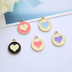 DIY jewelry accessories K-gold drip oil alloy small pendant bracelet elastic clip Macaron color heart