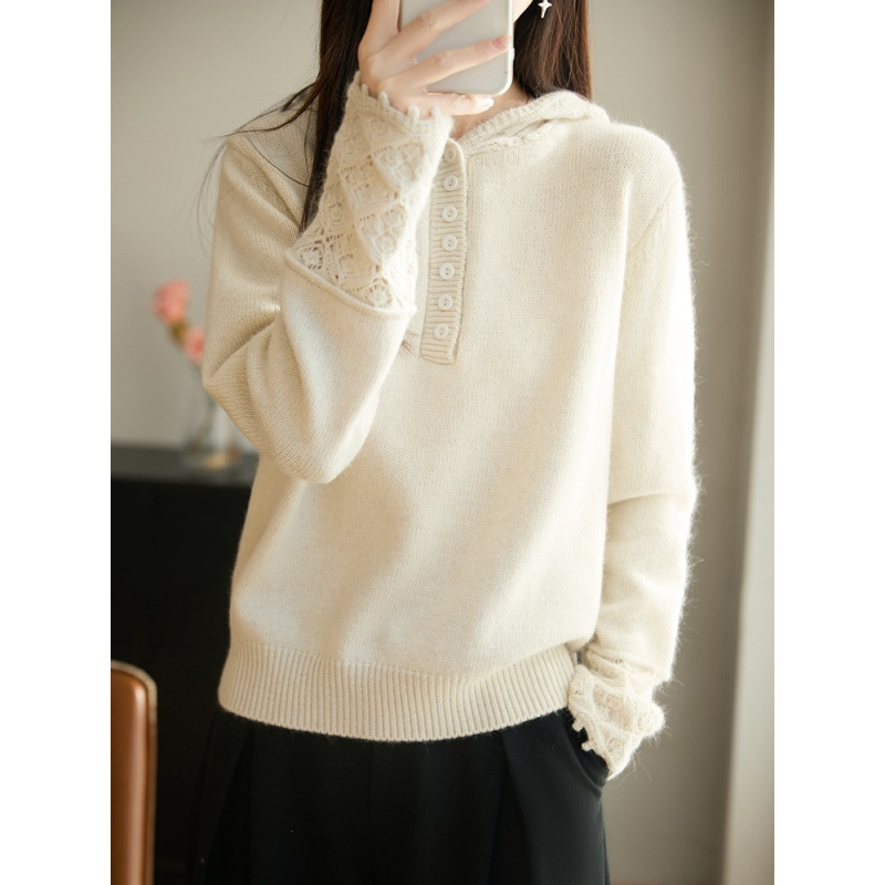 Heavy-Duty Hollow-Out Crochet Hooded Knit Sweater, New Autumn and Winter Thick Pullover Sweater for Women, Base Layer Hoodie Heavy-Duty Hollow-Out Crochet Hooded Knit Sweater, New Autumn and Winter Thick Pullover Sweater for Women, Base Layer Hoodie