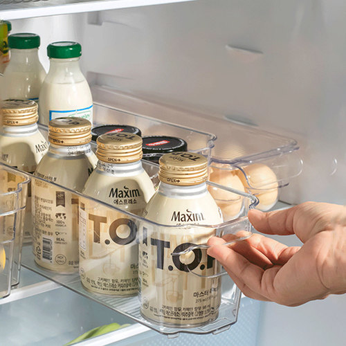 Refrigerator storage box large capacity easy pull-cane beverage storage box transparent plastic kitchen fruit vegetable organization storage