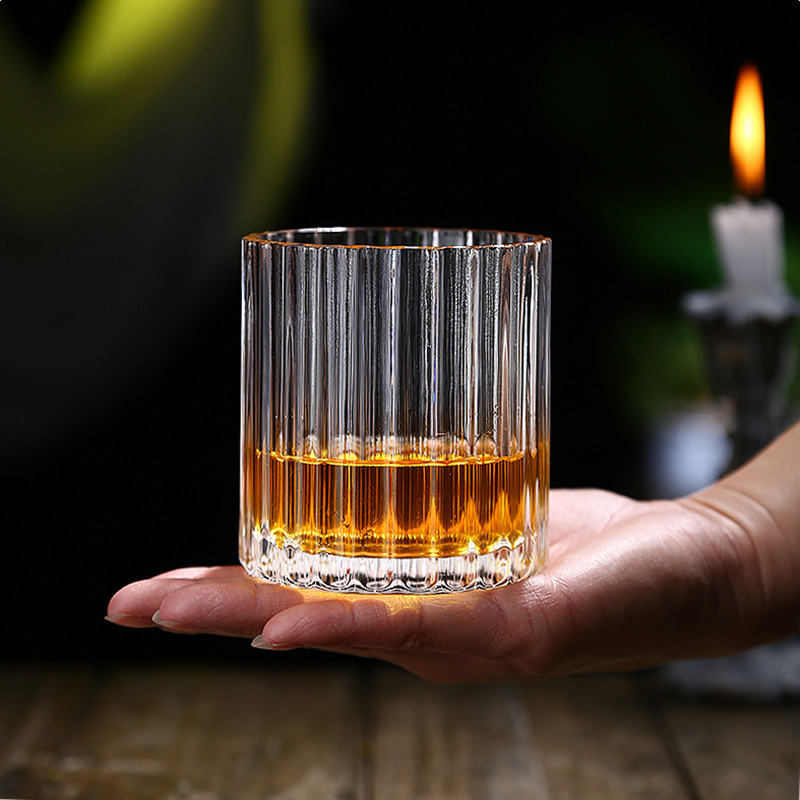 日式條紋威士忌杯酒吧專用古典杯冰球杯復古烈酒杯玻璃洋酒杯子