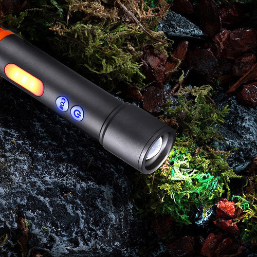 LED white laser with side light Type-C rechargeable multi-functional camping aluminum alloy telescopic zoom mini flashlight