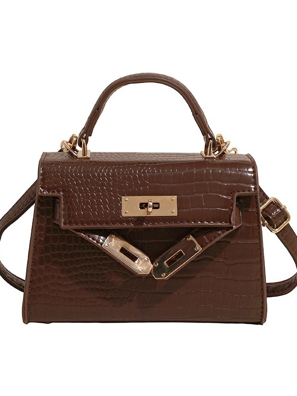 Bolso cuadrado pequeño portátil de alta gama para mujer 2025 nuevo patrón de cocodrilo platino Kelly bolso bandolera de moda