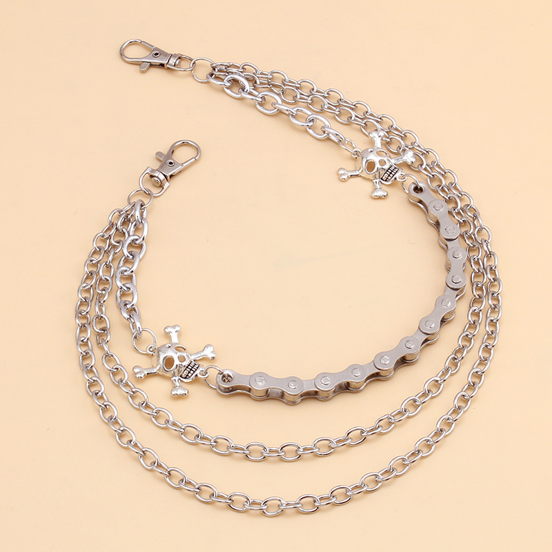 Accessories INS Style Rock Hip Hop Punk Street Double Layer Waist Metal Skull Men's Pants Chain_voghion.com