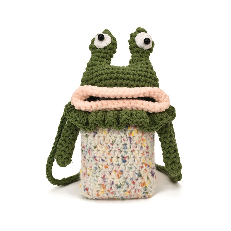 Caricatura rara, ranas feas, bolsos de hombro para niños y niñas, bolsos de gancho hechos a mano para niños, bolsos de mochila de otoño y invierno nuevos bolsos para niños