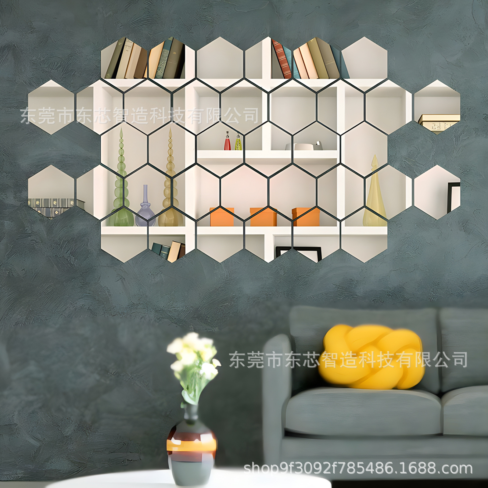 Espejo de pared autoadhesivo hexagonal acrílico sala de estar pasillo escalera decoración 3D papel pintado estereoscópico espejo adhesivo