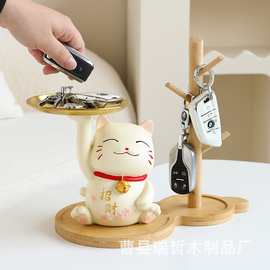简约风葫芦树杈木质托盘工艺品首饰架新款玄关钥匙收纳置物架批发