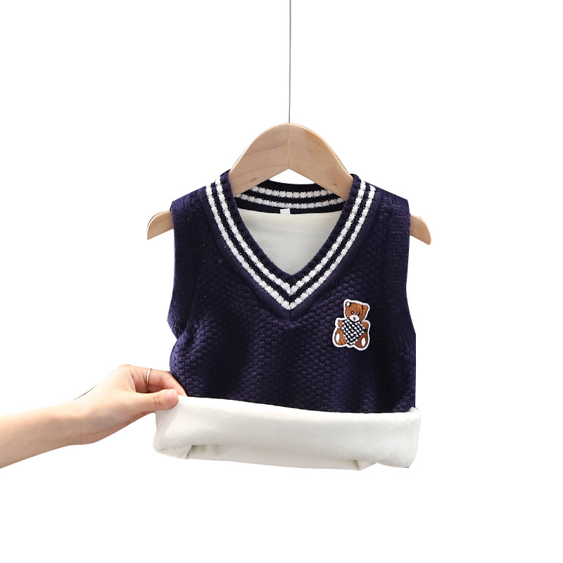 Entrega de una pieza [Jin Yong] Chaleco de punto para niños chaleco de lana bebé niña uniforme escolar Chaleco de suéter de hombre