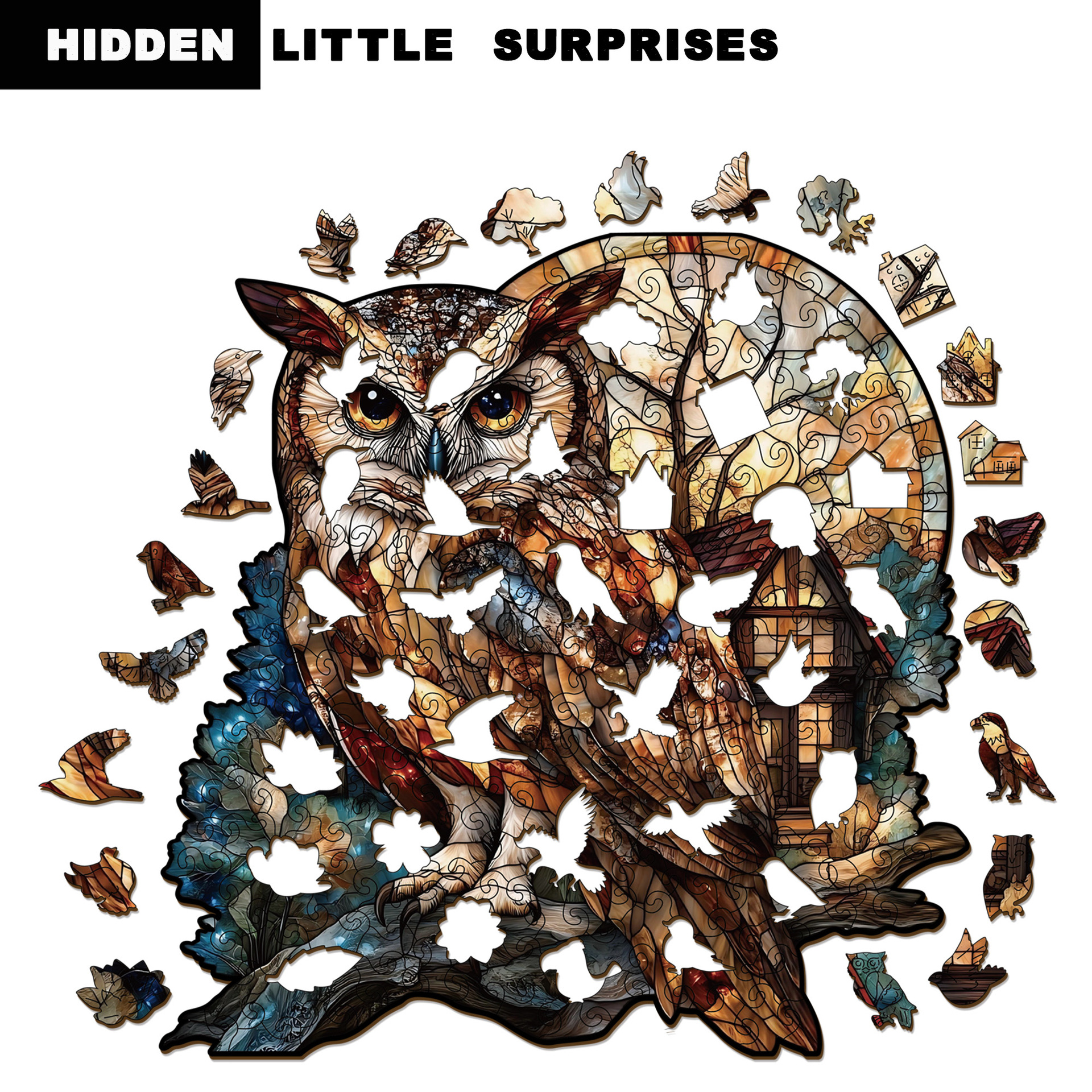 Wacocetoy Cross-Border Owl Puzzle Toy Wooden Irregular Puzzle Game Piggy Bank Style Handmade Puzzle