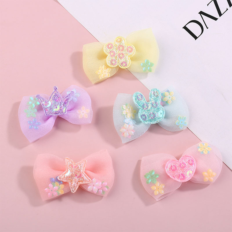 现货网纱可爱糖果色蝴蝶结diy儿童发夹发饰包包配件服装辅料批发