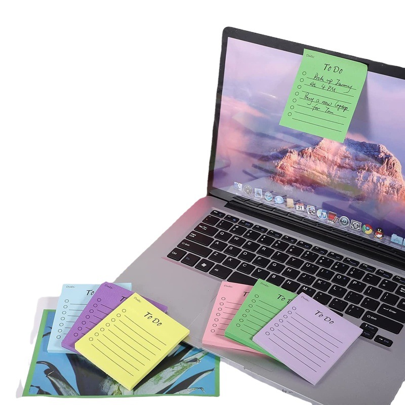 En stock suministro de papel fluorescente multicolor pegatinas convenientes fuerte pegajosa nota adhesiva creativa transfronteriza nota pegatina planificador